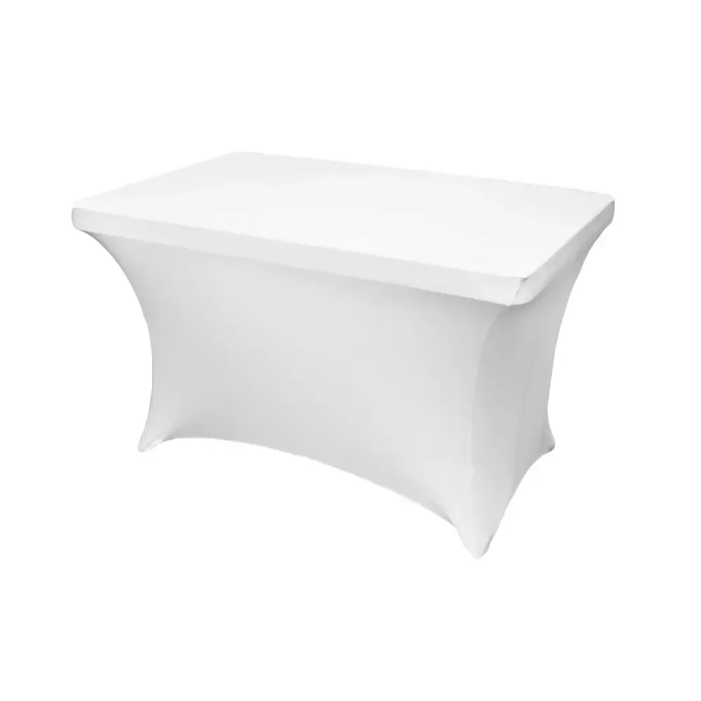 Rectangular 4ft Spandex Table Cover White