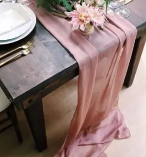 Dusty Rose Chiffon Runner - 10' x 27"