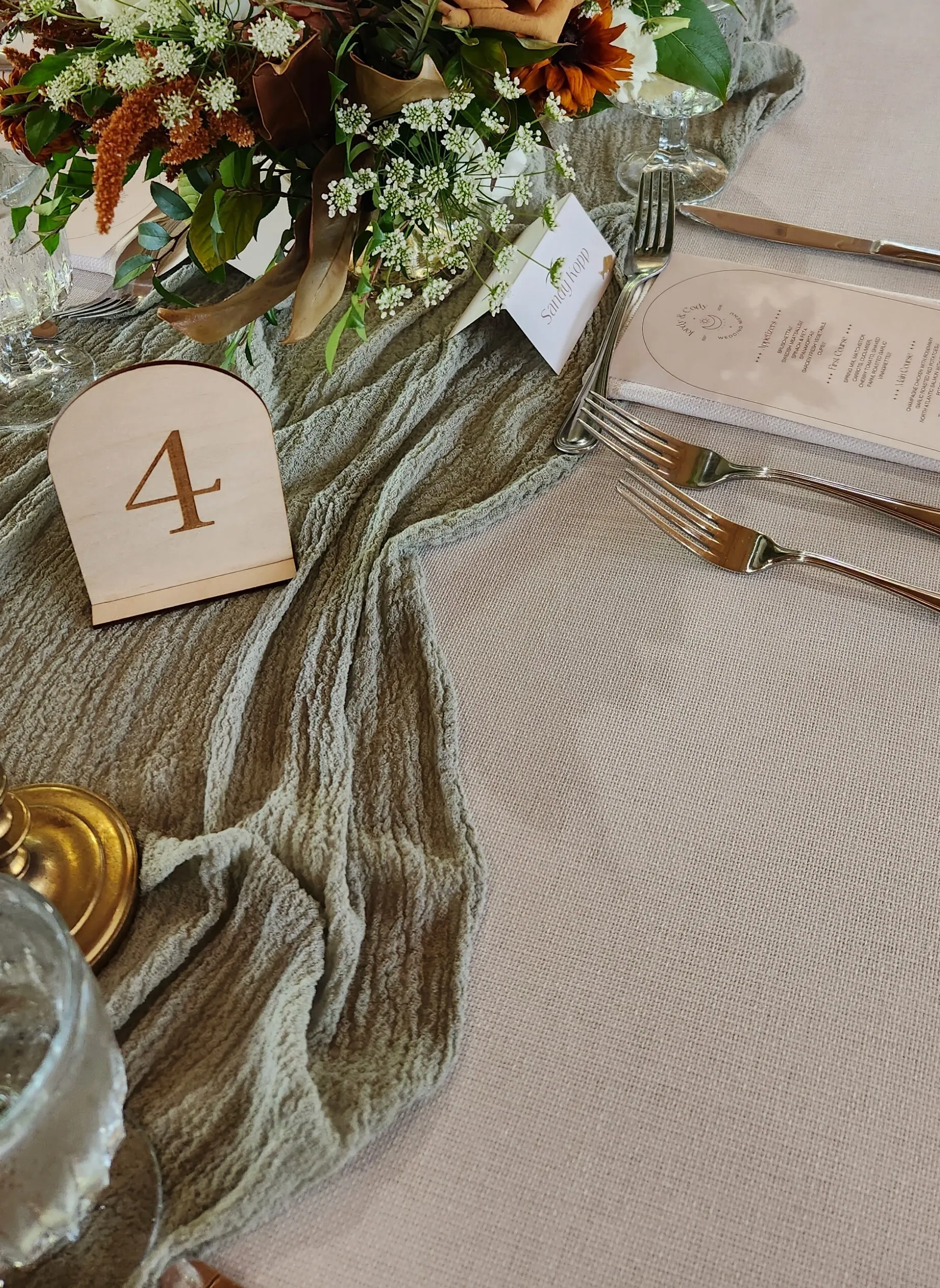 Light Sage Green Cheesecloth Runner