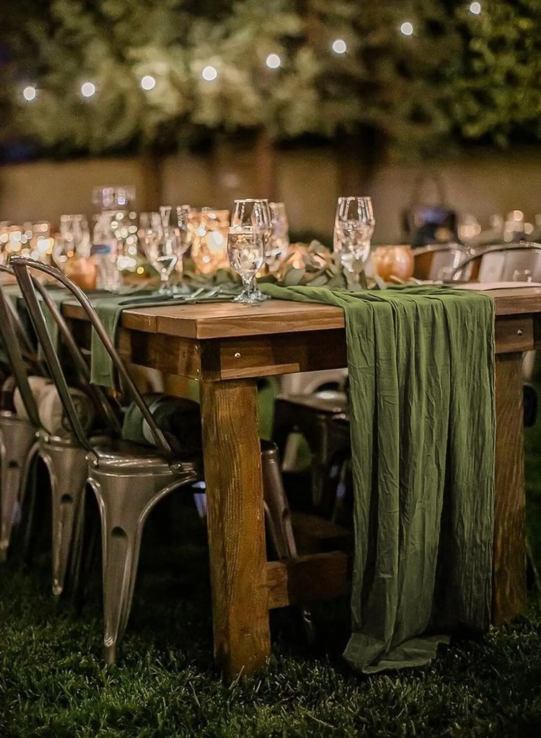 Moss Green Cheesecloth Runner