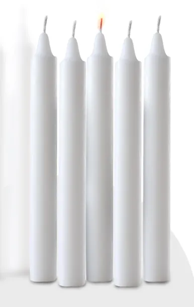 7" White Tapered Candlesticks