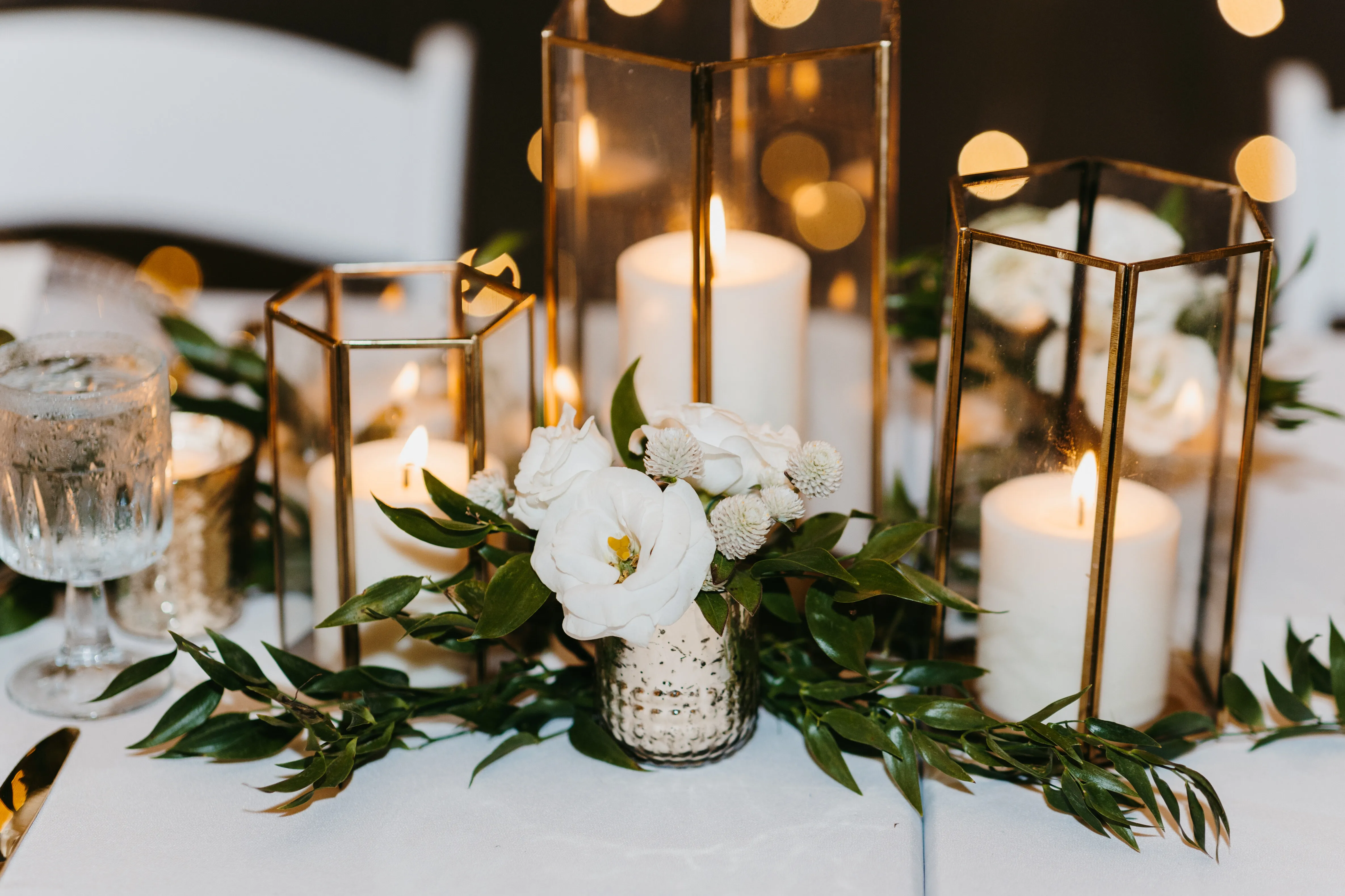 Gold Glass Lantern Trio