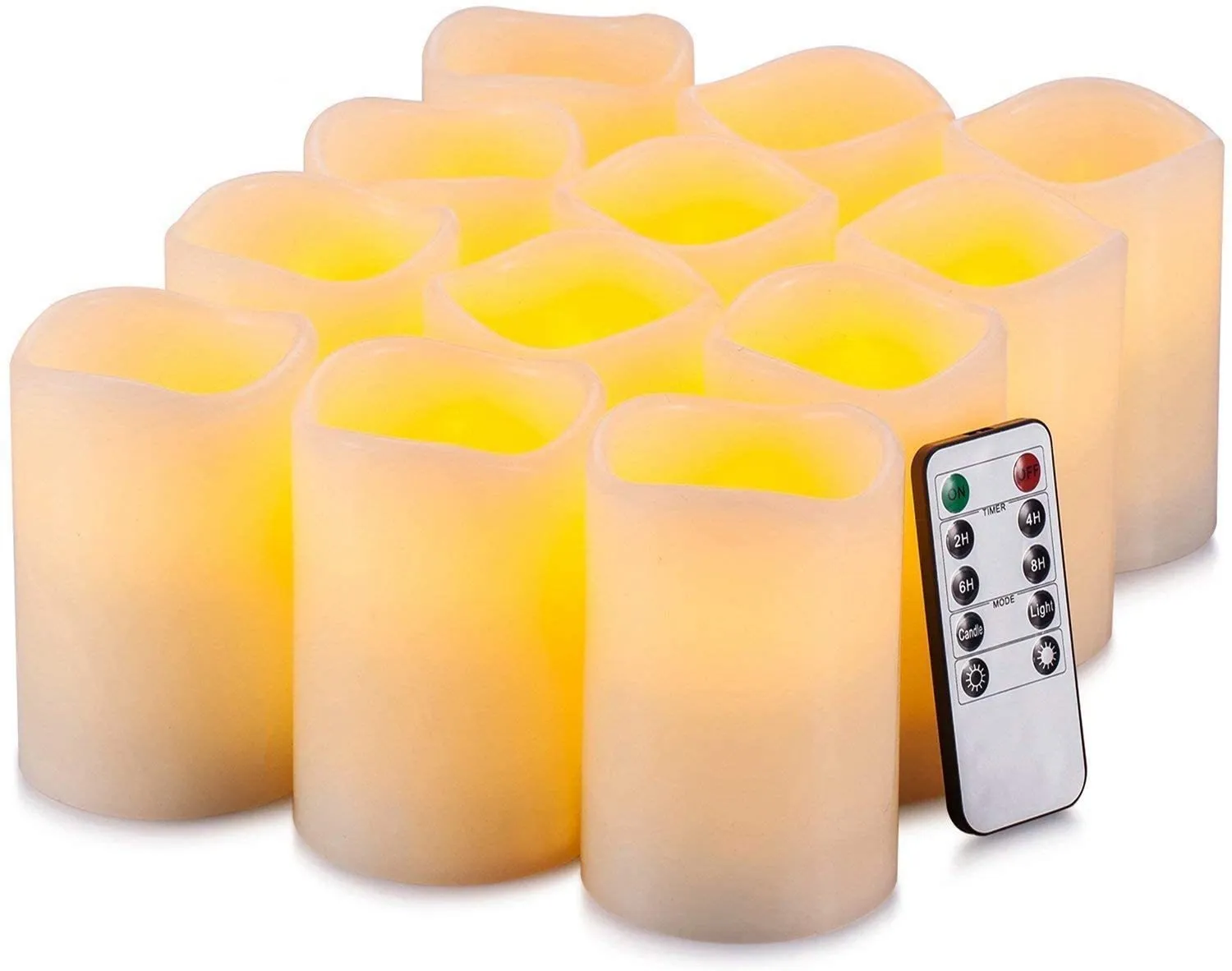 LED Wax Ivory Candles - 4" Pillar