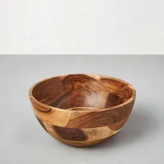 Wood Serving Bowl w/ Salad Serving Utensils