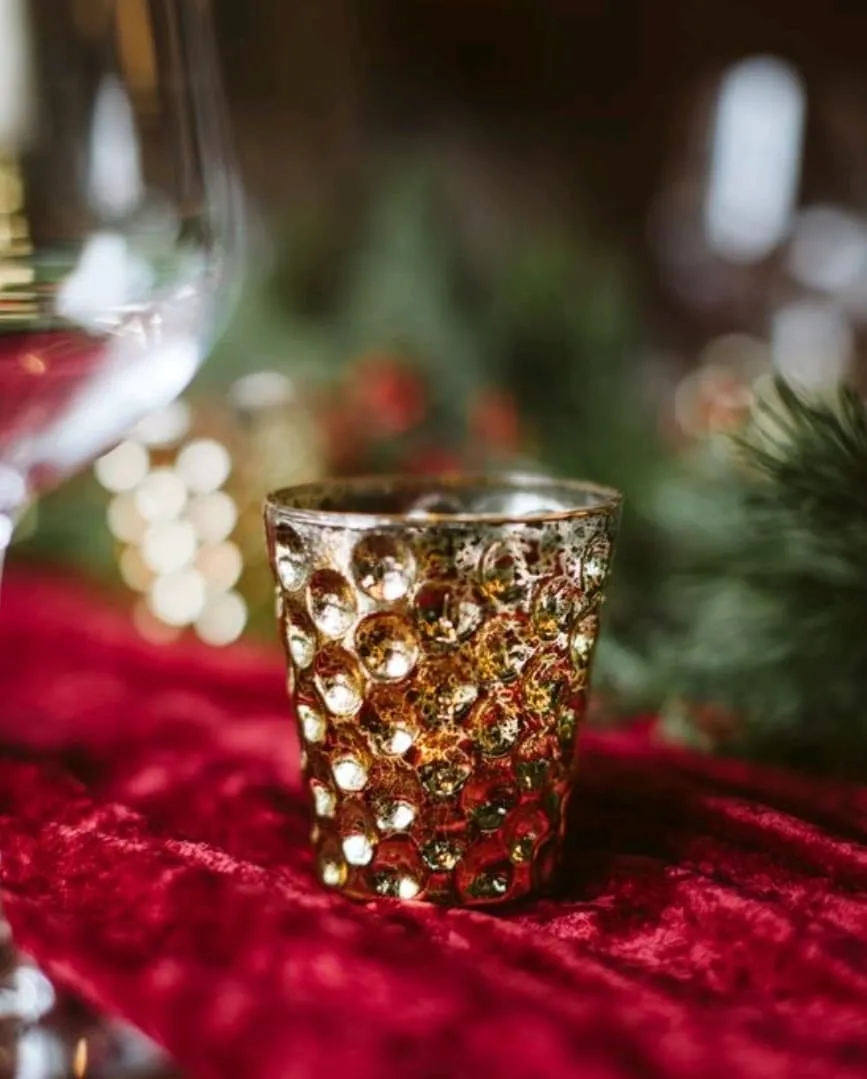 Scalloped Mercury Gold Candle Holder