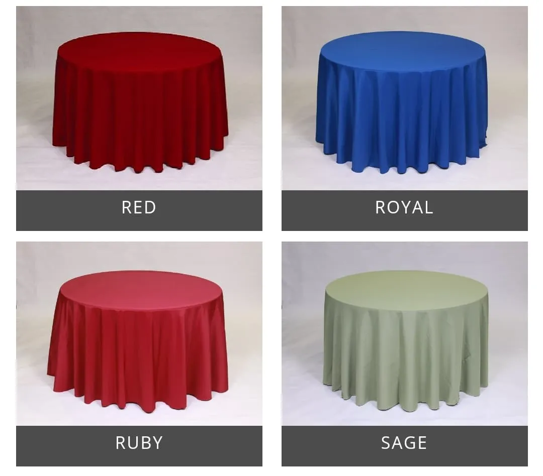 90" x 156" Polyester Tablecloth (Choice of Color)