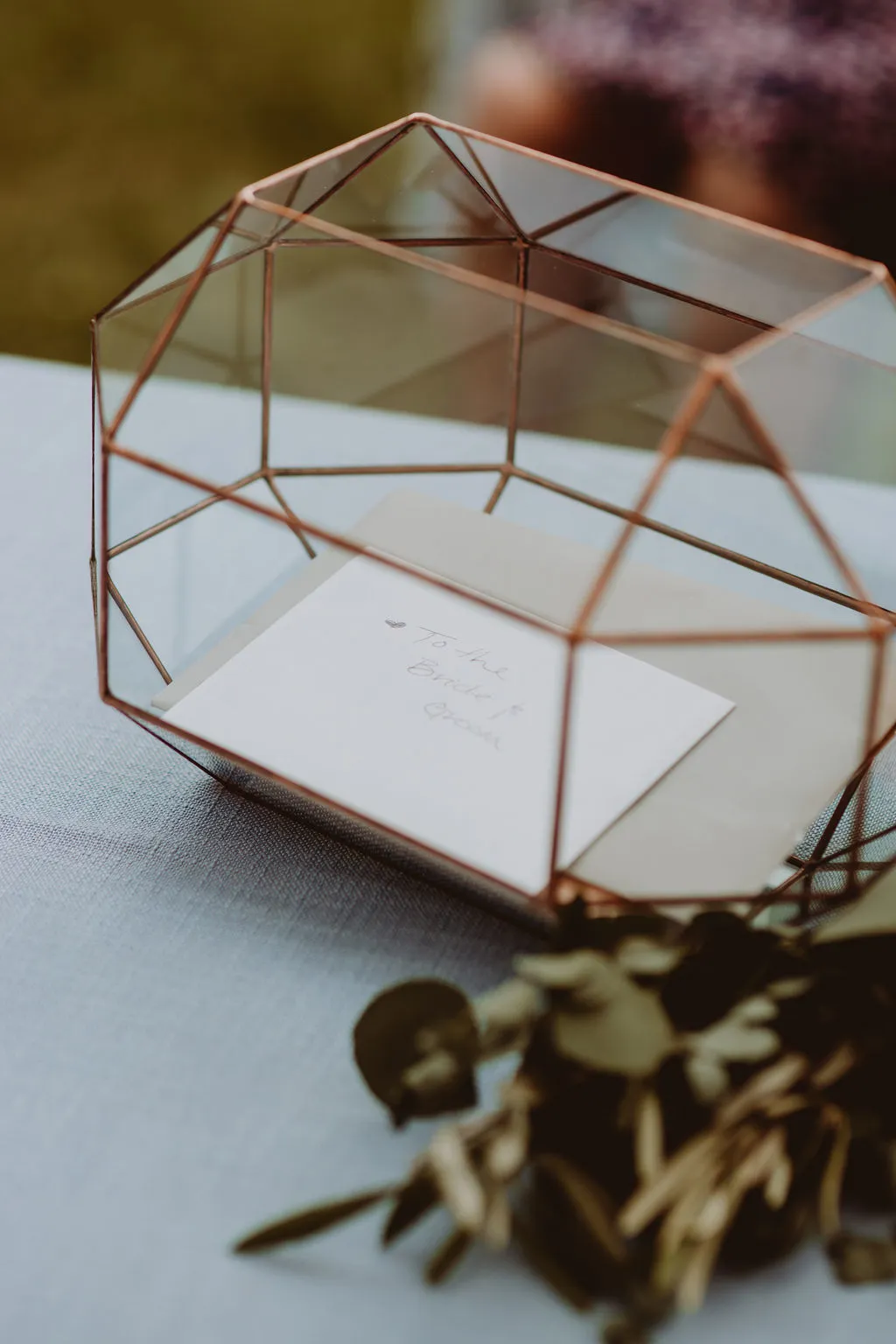 Copper Glass Geometric Card Holder