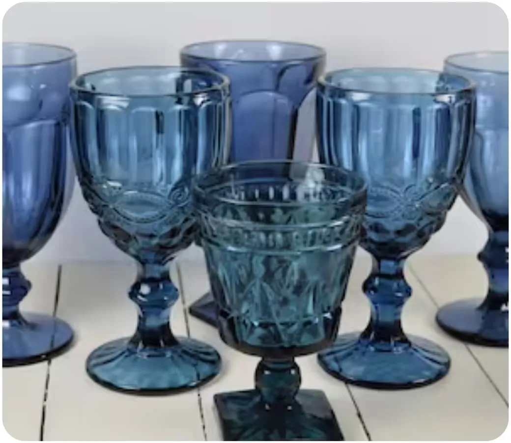 Blue/Teal Colored  Glass Goblets