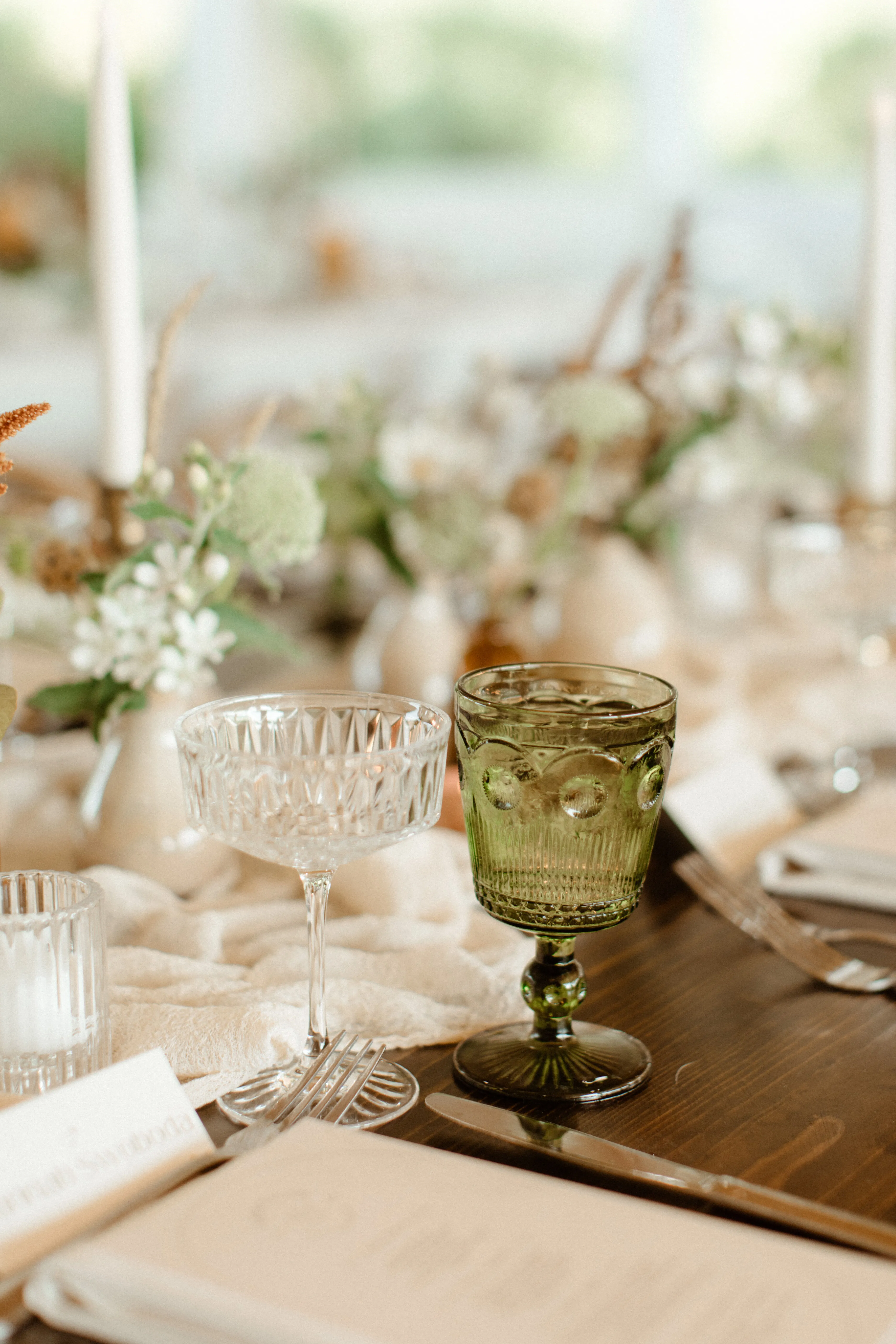 Green Colored  Glass Goblets