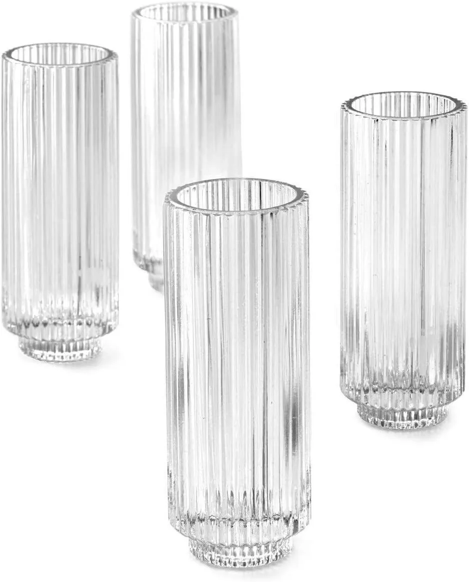 Tall Ribbed Glass Votive