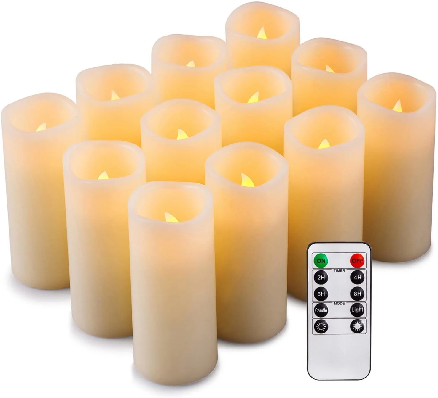 LED Wax Ivory Candles - 5" Pillar