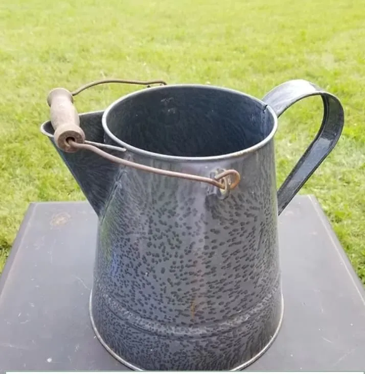 Large Gray Enamel Pitcher