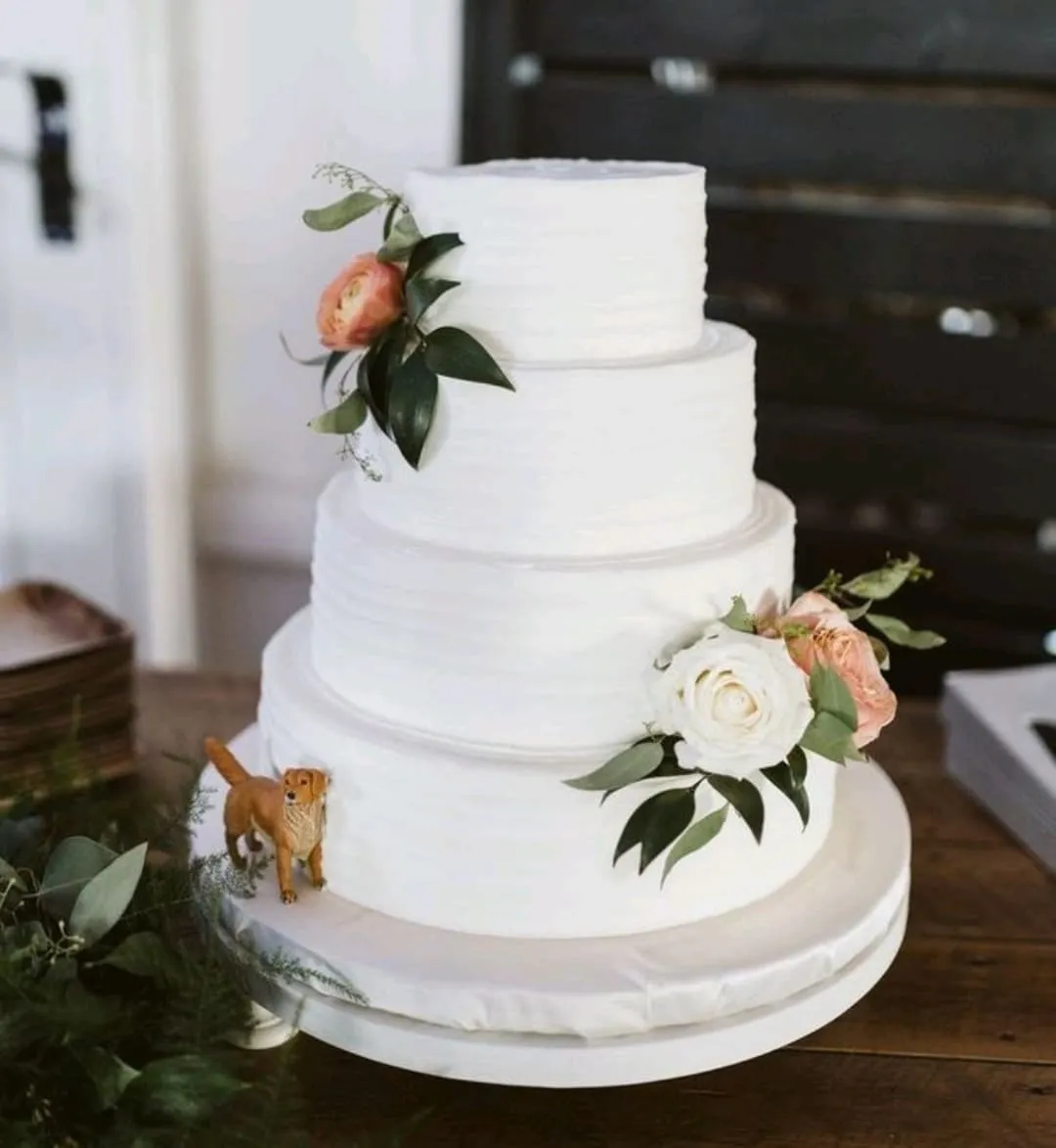 Large Wood White Cake Stand