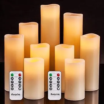 Various Sized Ivory Real Wax Pillar LED Candles