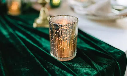 Wide Green Velvet Table Runner