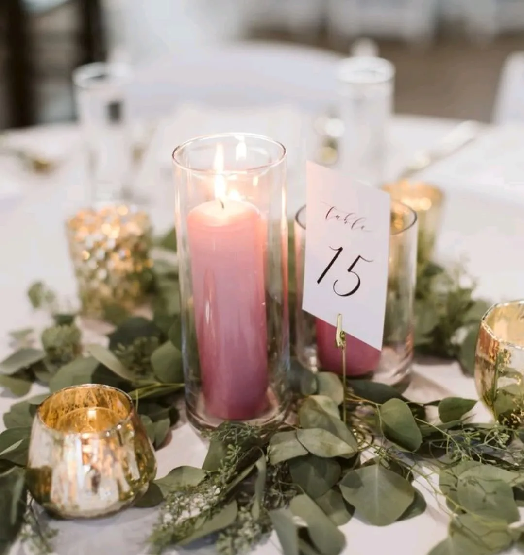 Slightly Used Pink 7" Pillar Candle