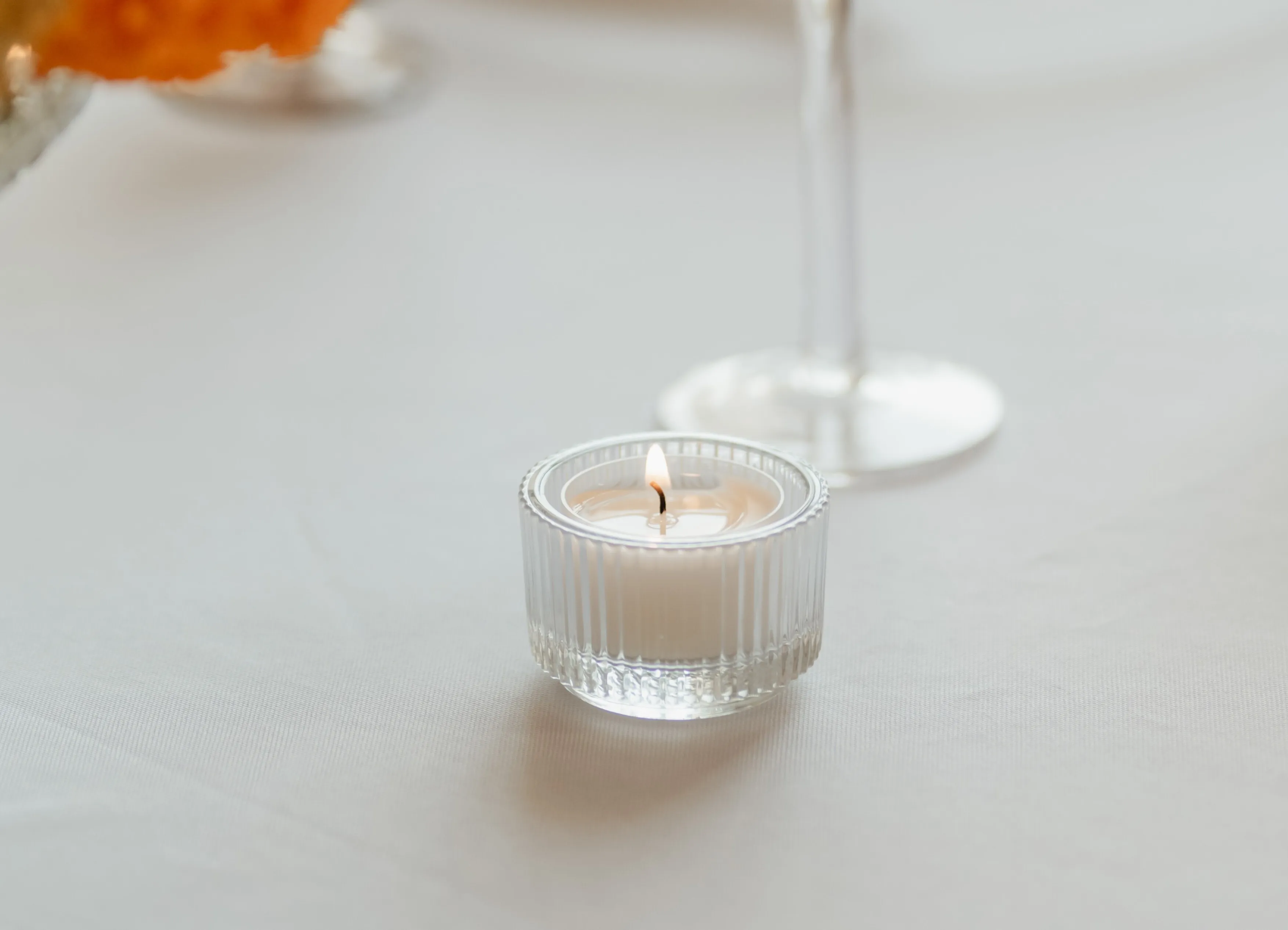Ribbed Clear Tealight Candle Holders