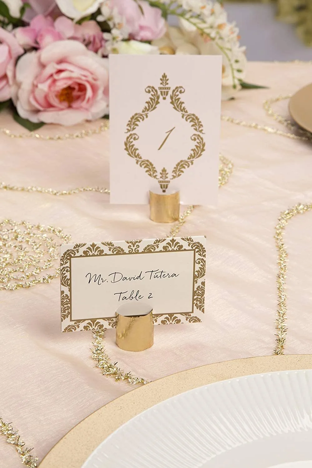 Gold Cylinder Table Number Holders