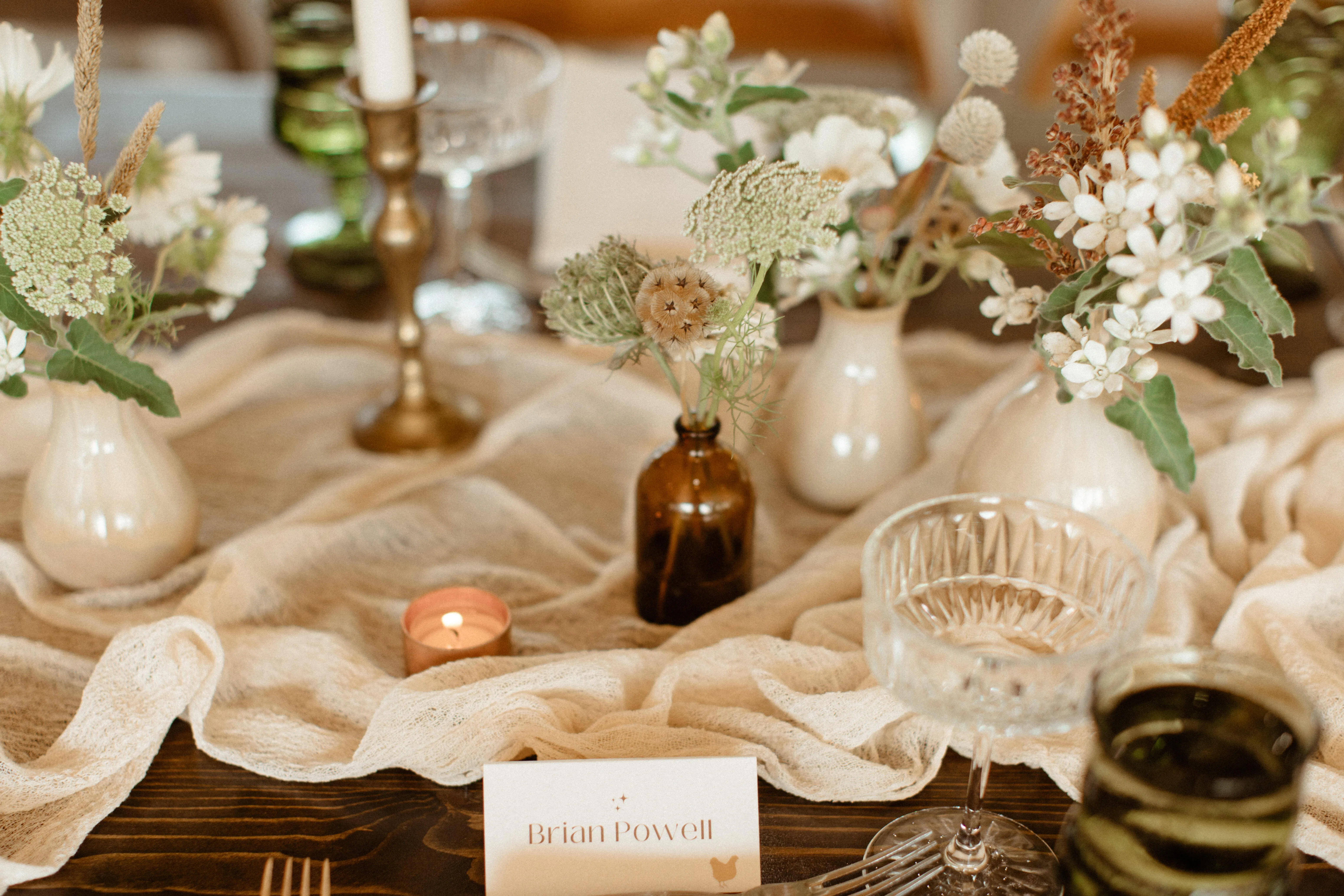 Cream & Tan Stoneware Vase