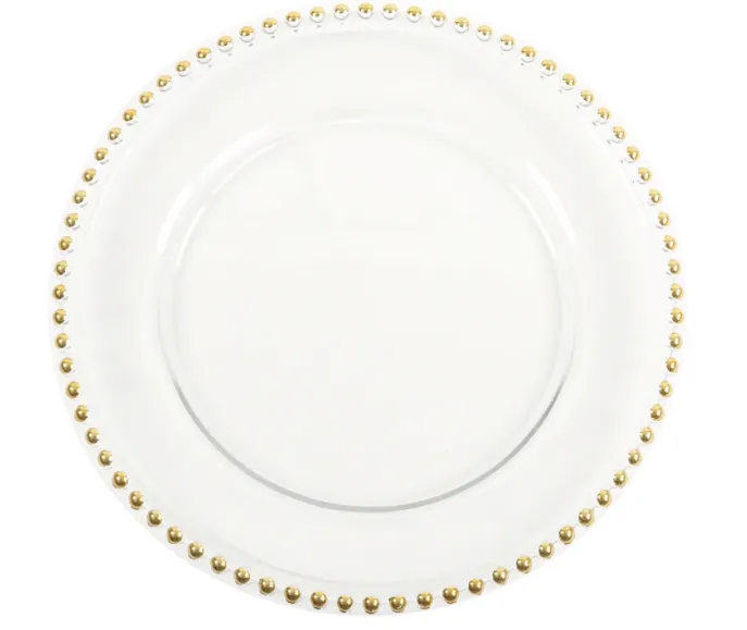 Gold Beaded Glass Charger Plate