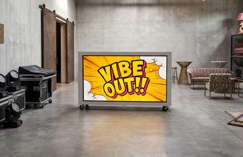 DJ booth with screen