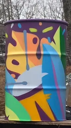 3x Themed Oil Barrel Poseur Tables