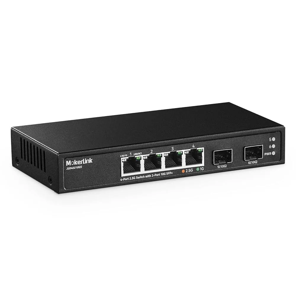 4 Port Unmanaged 1gb POE & 10gb LC Fibre Network Switch