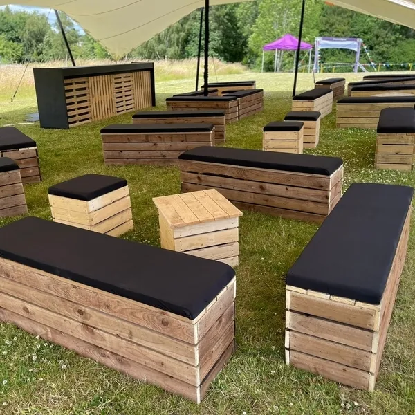 Pallet Furniture (single cube chairs, pallet coffee tables, pallet bench chairs)