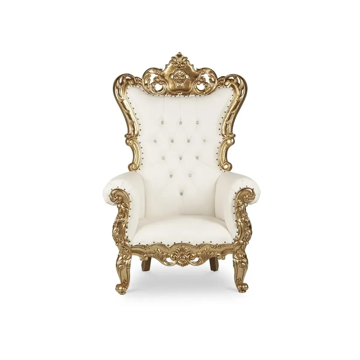 French Throne Chair - White w/ Gold Trim