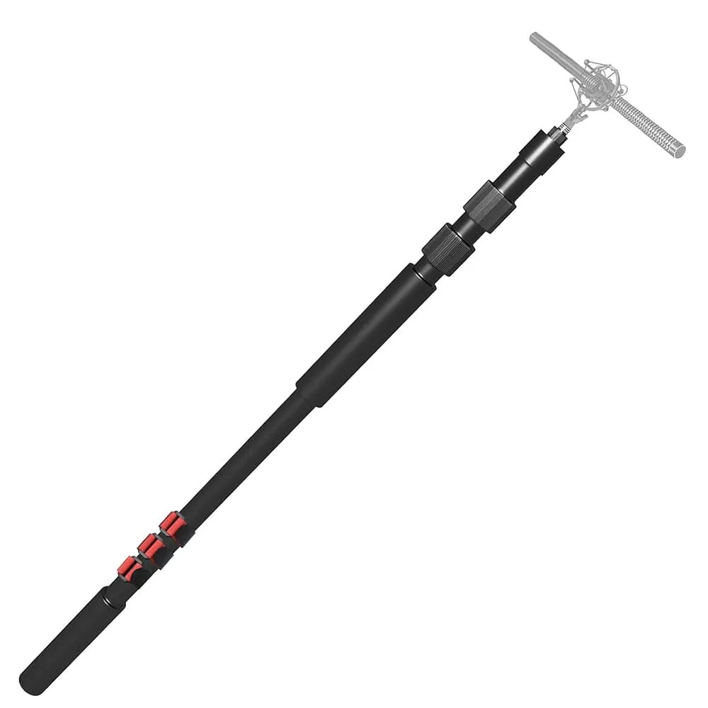 Portable Handheld Boom Pole for Shotgun Mic, 3-Section Extendable Microphone Arm