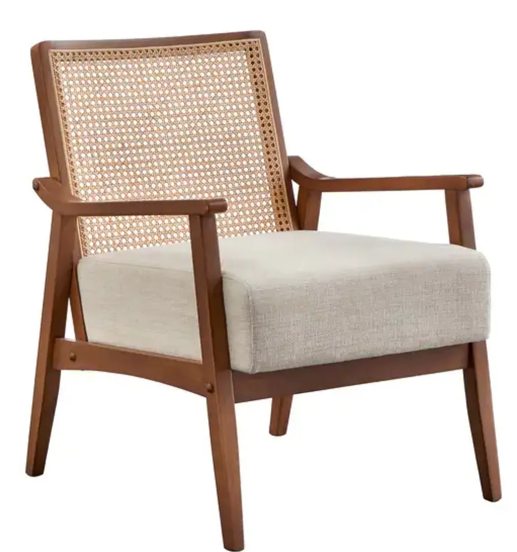 Serena Cane and Solid Wood Accent Chair Walnut