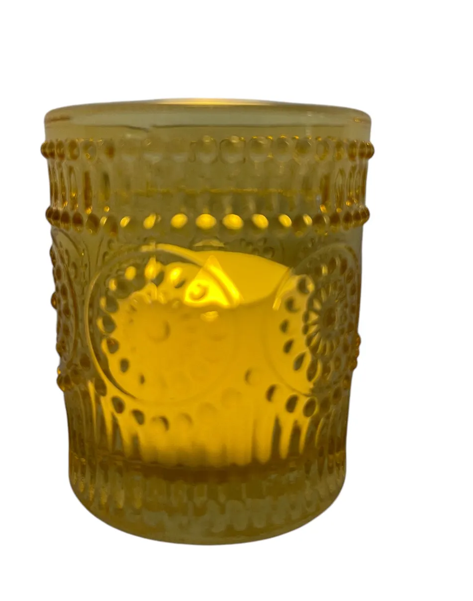  Votive - Amber Glass with LED Tealight
