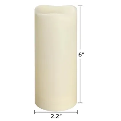Candle - Pillar LED Flameless, White 6" w/remote
