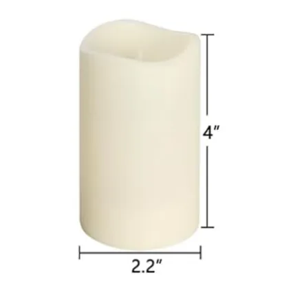 Candle - Pillar LED Flameless, White 4" w/remote