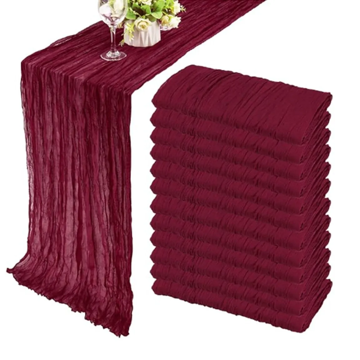 Linens - Cheesecloth Table Runner, Burgandy