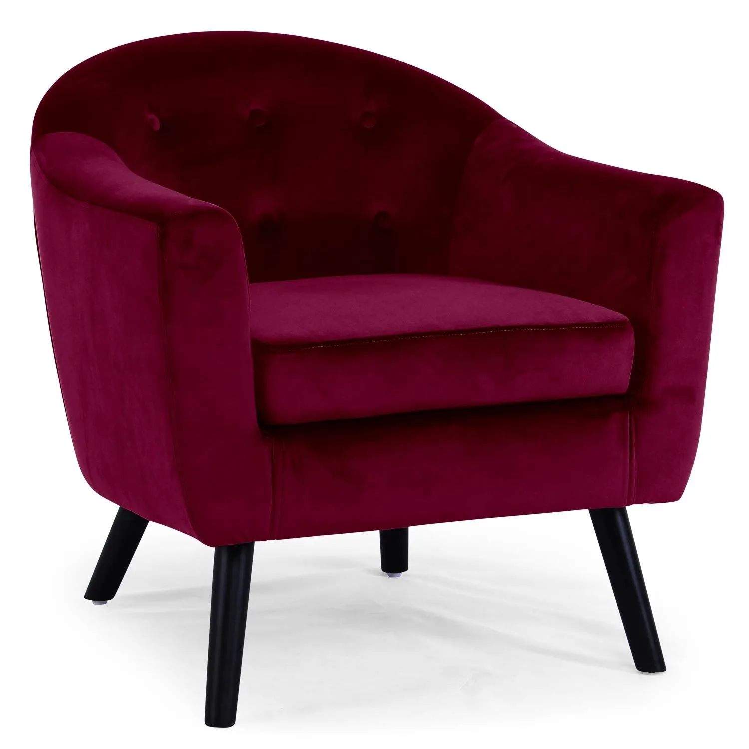 Fauteuil scandinave velour bordeaux