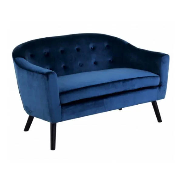 Canapé scandinave velour bleu