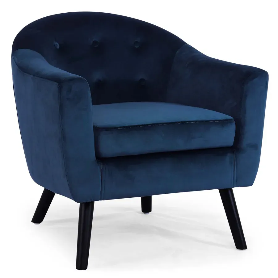 Fauteuil scandinave Savoy Velours Bleu