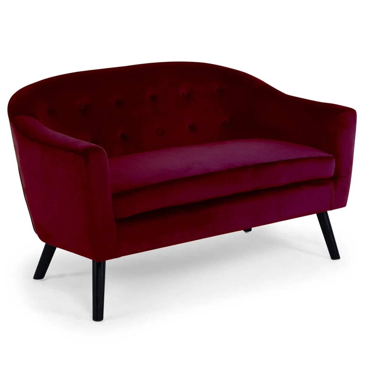 Canapé scandinave velour bordeaux