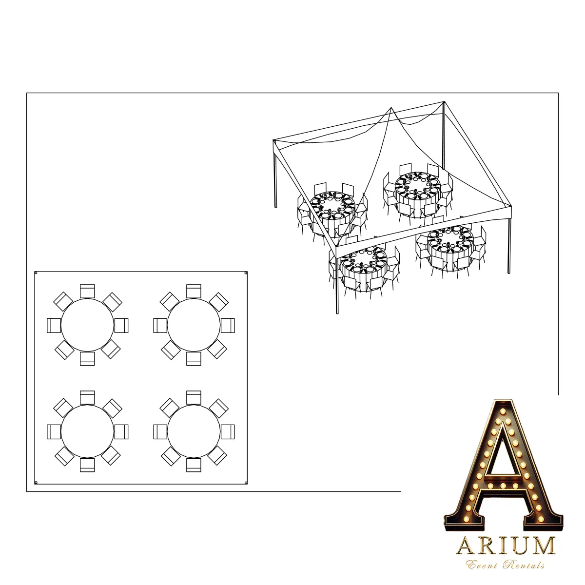 32 Guest 20x20 Tent Package W/ Round Tables