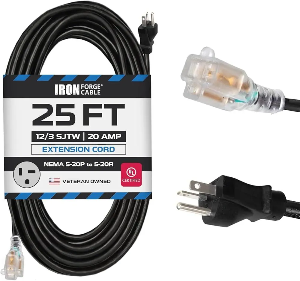 Heavy Duty 12G Extension Cord 25ft