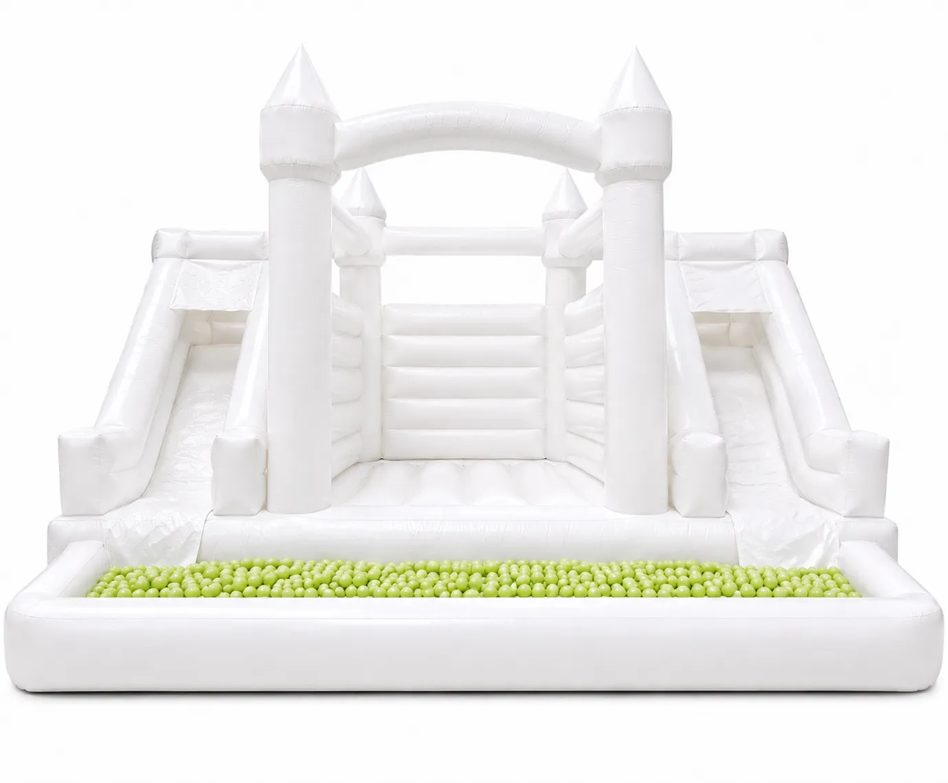 White Bouncy Double Slide with Ball Pit