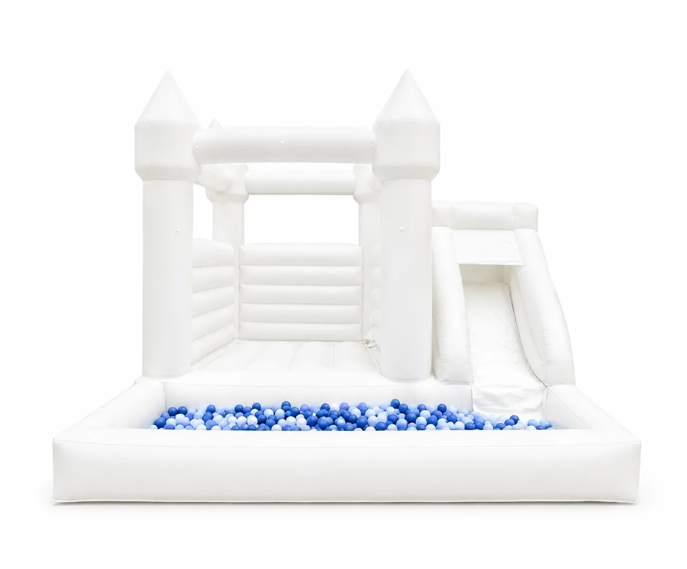 White Bouncy with Single Slide and Ball Pit - 3.5mx3.5m
