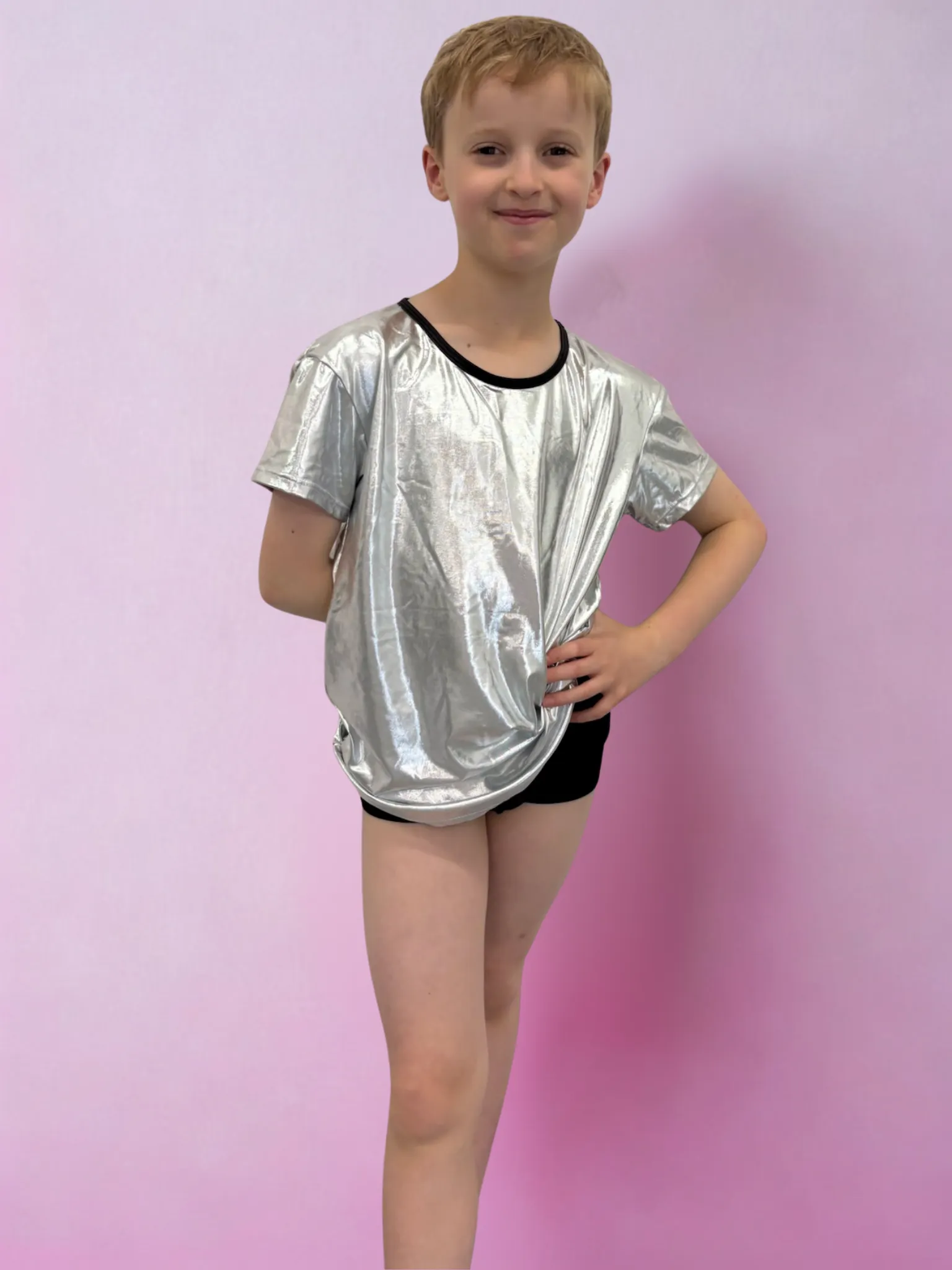 Metallic silver T-shirt