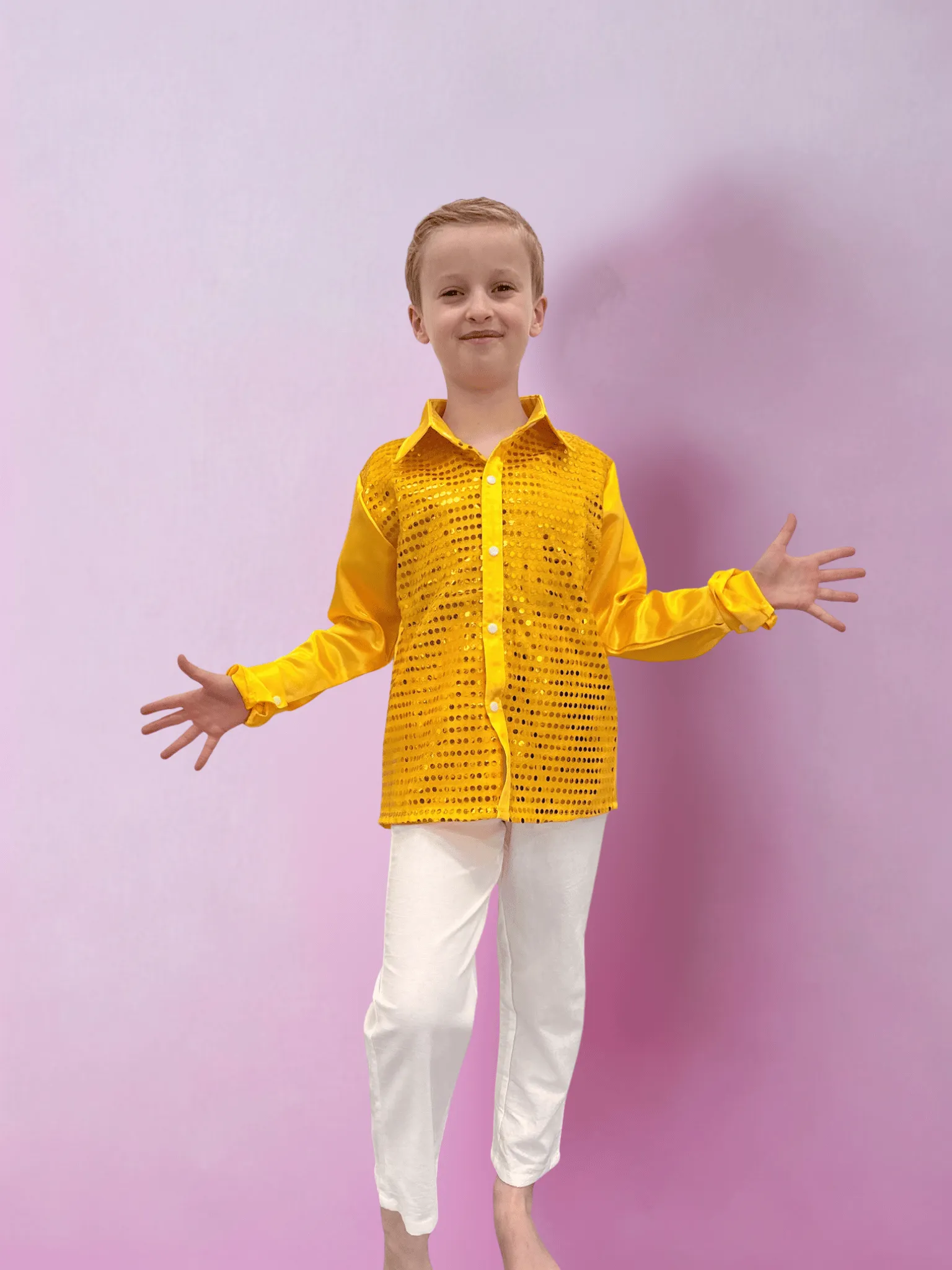 Yellow, Black & White Sequin Shirt