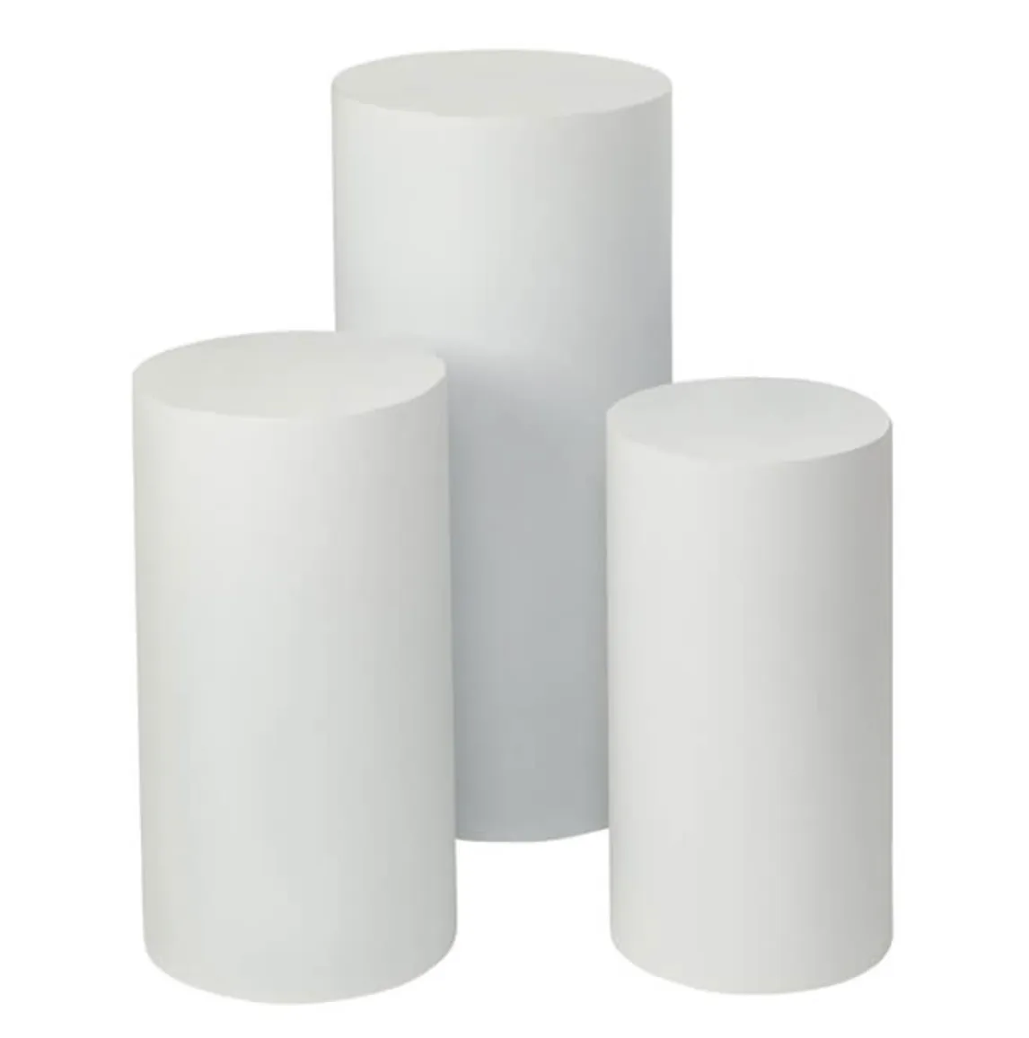 Matte White Cylinder Display Pedestals (Set of 3)
