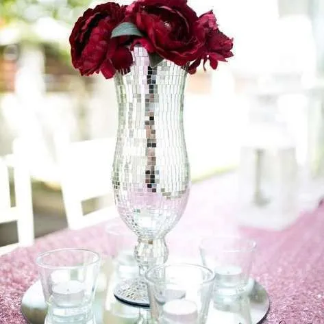 (CYB) Silver Shine Glass Vase