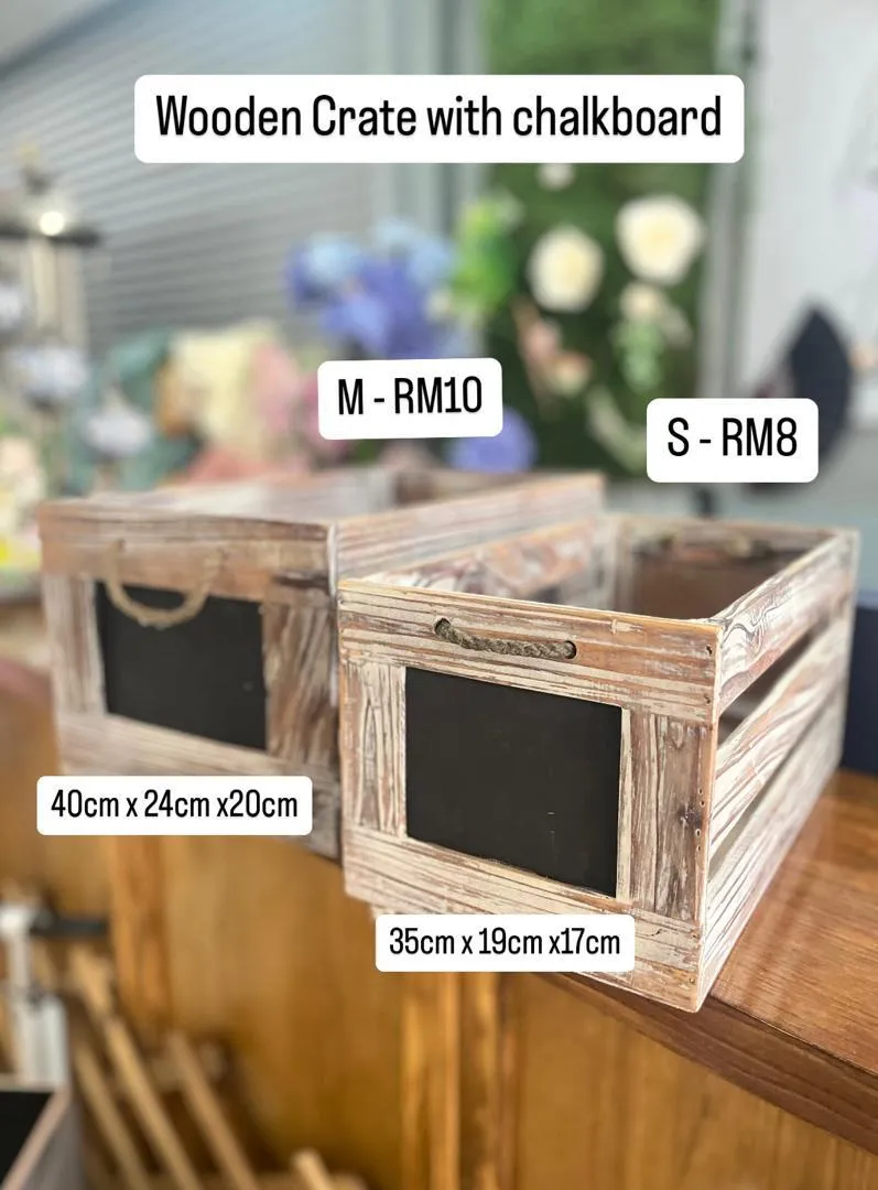 Wooden Crate with chalkboard