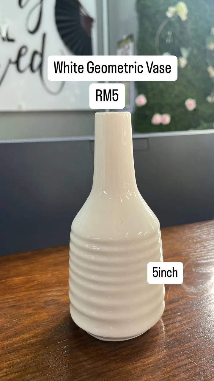 White Geometric Vase