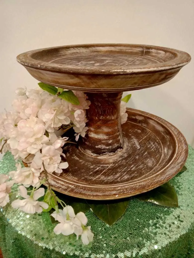 (CYB) 2 Tier Wooden Tray